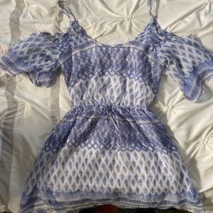 Blue paisley shoulder dress